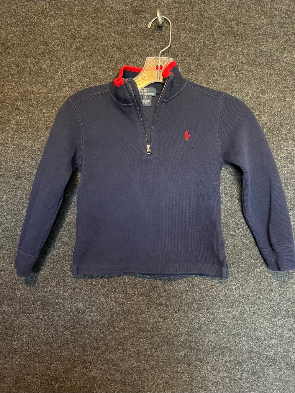 Polo by Ralph Lauren Navy Quarter-Zip Pullover with Red Pony